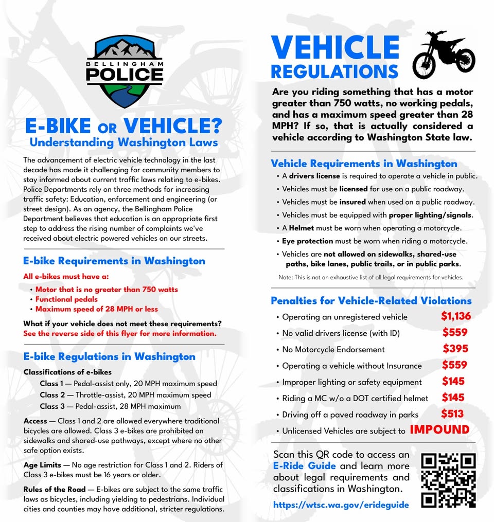 New Washington E-Bike Law Took Effect June 11: What Bellingham Riders and Parents Need to Know