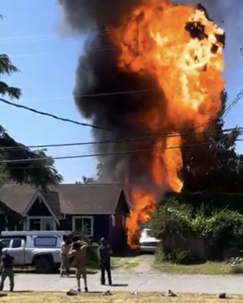 Fire on Walnut Street Destroys Two Garages, Heavily Damages Bellingham Home