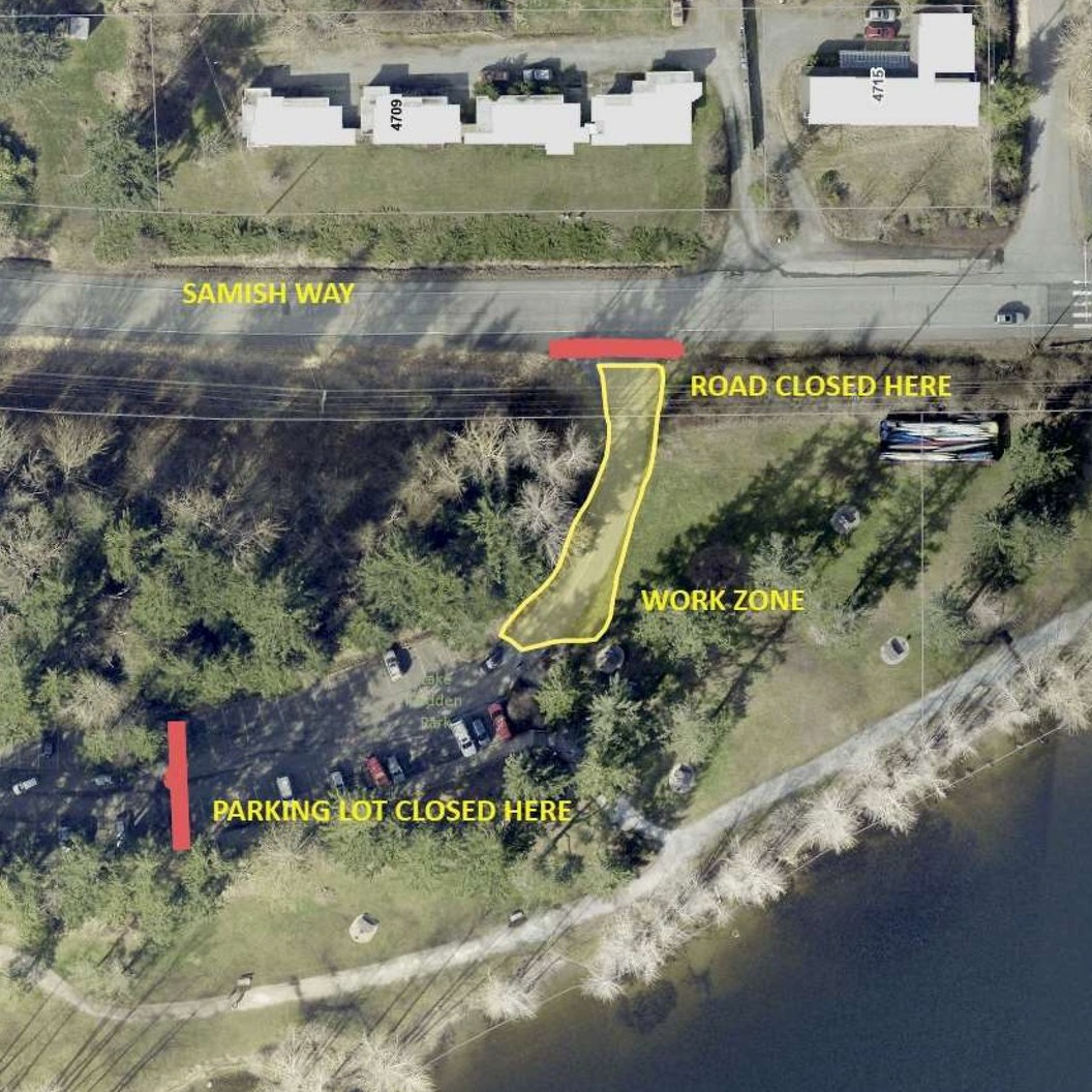 Lake Padden Park Samish Way Entrance Closes Wednesday and Thursday for Asphalt Work