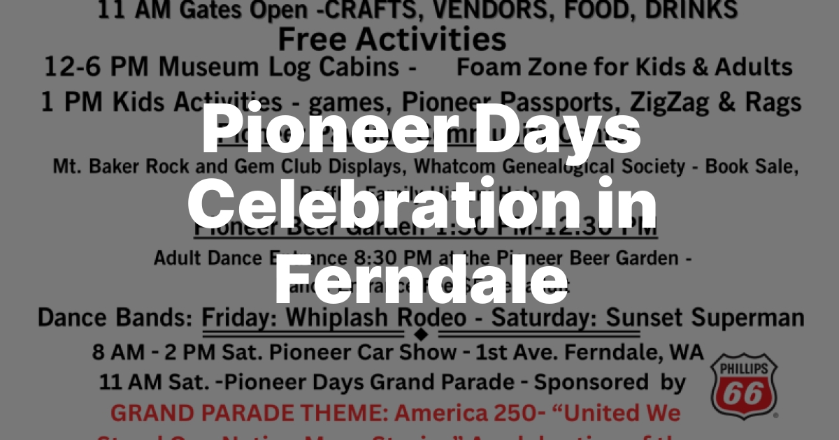 Ferndale Pioneer Days celebration returns this weekend at Pioneer Park