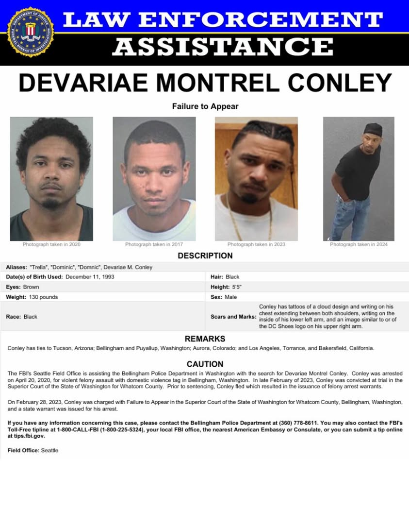FBI Joins BPD Hunt for Bellingham Fugitive Wanted on Felony DV Assault Warrant