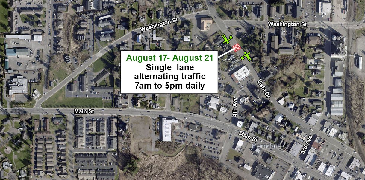 Single-Lane Traffic Begins Monday on Vista Drive in Ferndale for Utility Work